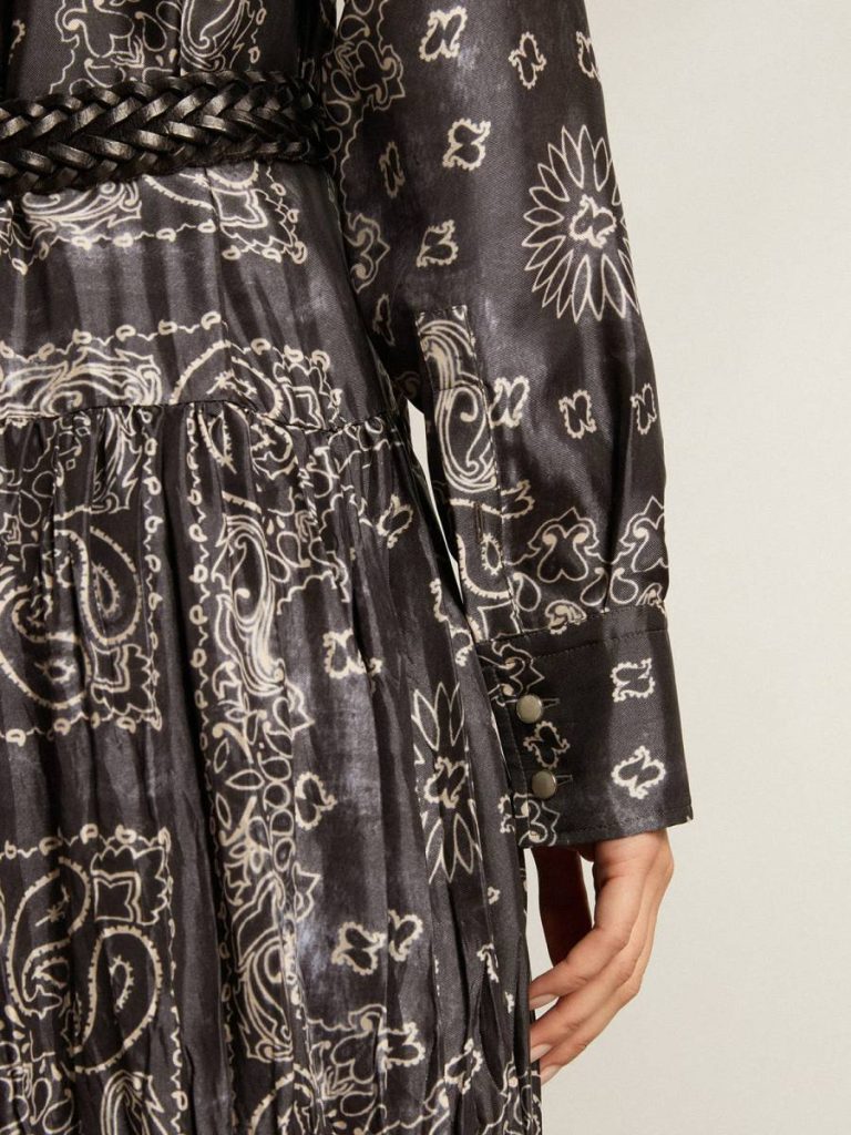 Anthracite-Gray Shirt Dress With Paisley Print Women Anthracite Gray Dresses & Jumpsuits Golden Goose - 5
