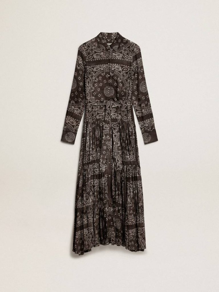 Anthracite-Gray Shirt Dress With Paisley Print Women Anthracite Gray Dresses & Jumpsuits Golden Goose - 1