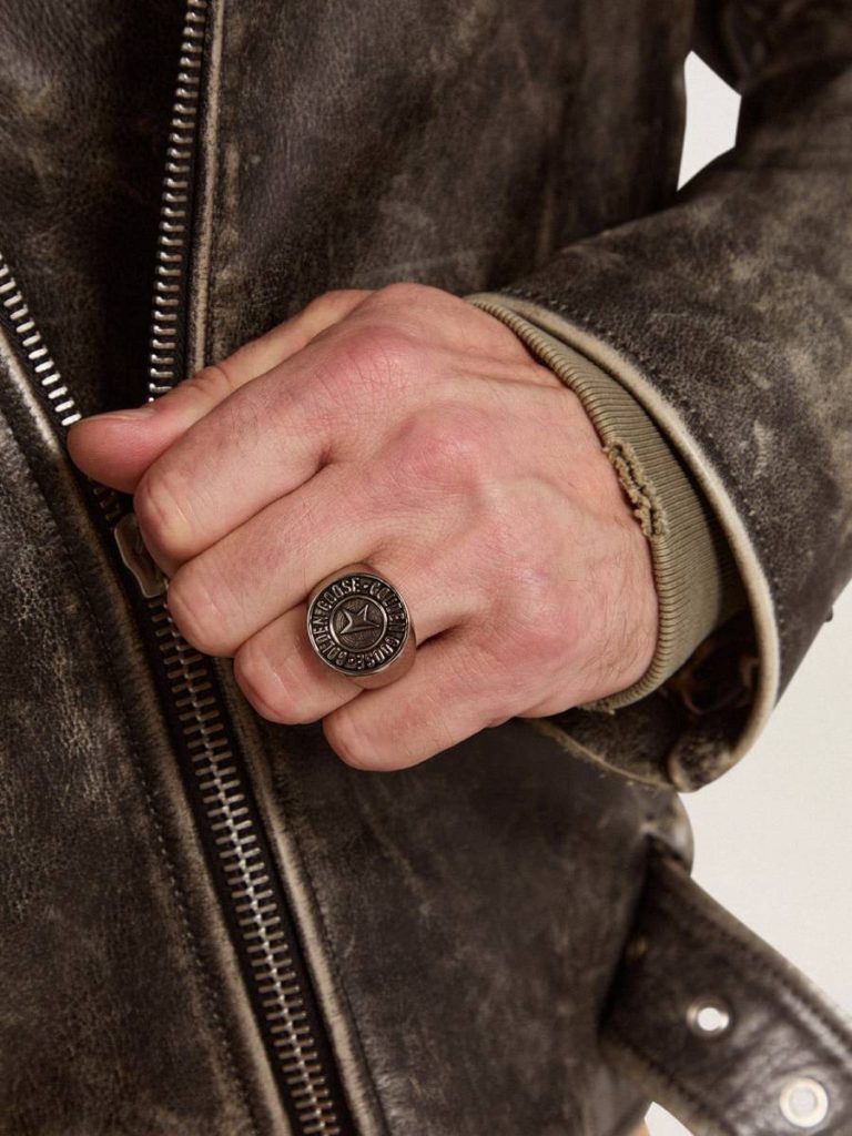 Antique Silver Men Golden Goose Men's Ring In Antique Silver Color Jewelry - 2
