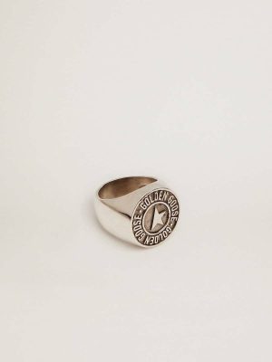 Antique Silver Men Golden Goose Men's Ring In Antique Silver Color Jewelry - 1