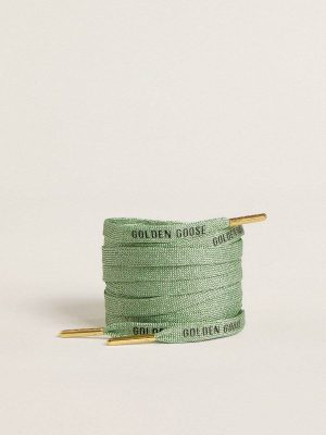 Aqua Green Golden Goose Women Laces Aqua-Green Lurex Laces With Contrasting Black Logo - 1
