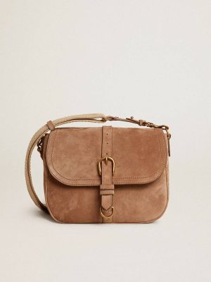 Ash Golden Goose Crossbody Bags Medium Sally Bag In Ash-Colored Suede With Contrasting Buckle And Shoulder Strap Women - 1