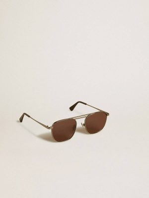 Aviator Style Sunglasses With Black Frame And Lenses Sunglasses Women Black Golden Goose - 1