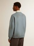 Baby Blue Women Golden Goose Oversized Sweatshirt In Baby Blue With Distressed Finish Sweatshirts - 4