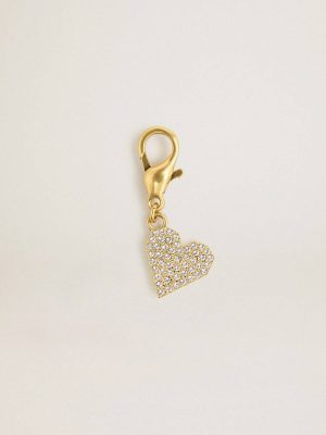 Bag Accessories Gold Women Heart-Shaped Charm In Gold-Colored Brass With Crystals Golden Goose - 1