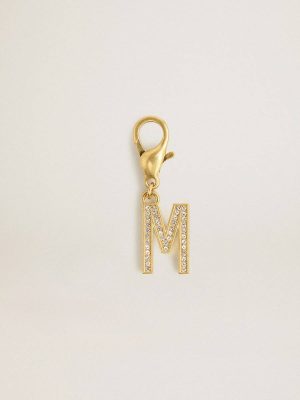 Bag Accessories Golden Goose Women Letter M Charm In Gold-Colored Brass With Crystals Gold - 1