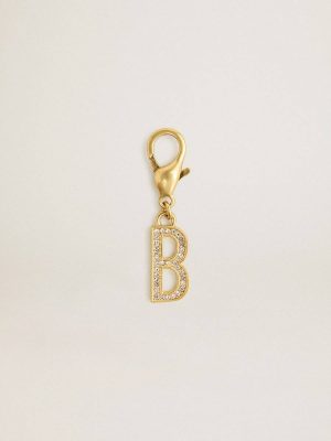 Bag Accessories Letter B Charm In Gold-Colored Brass With Crystals Golden Goose Women Gold - 1