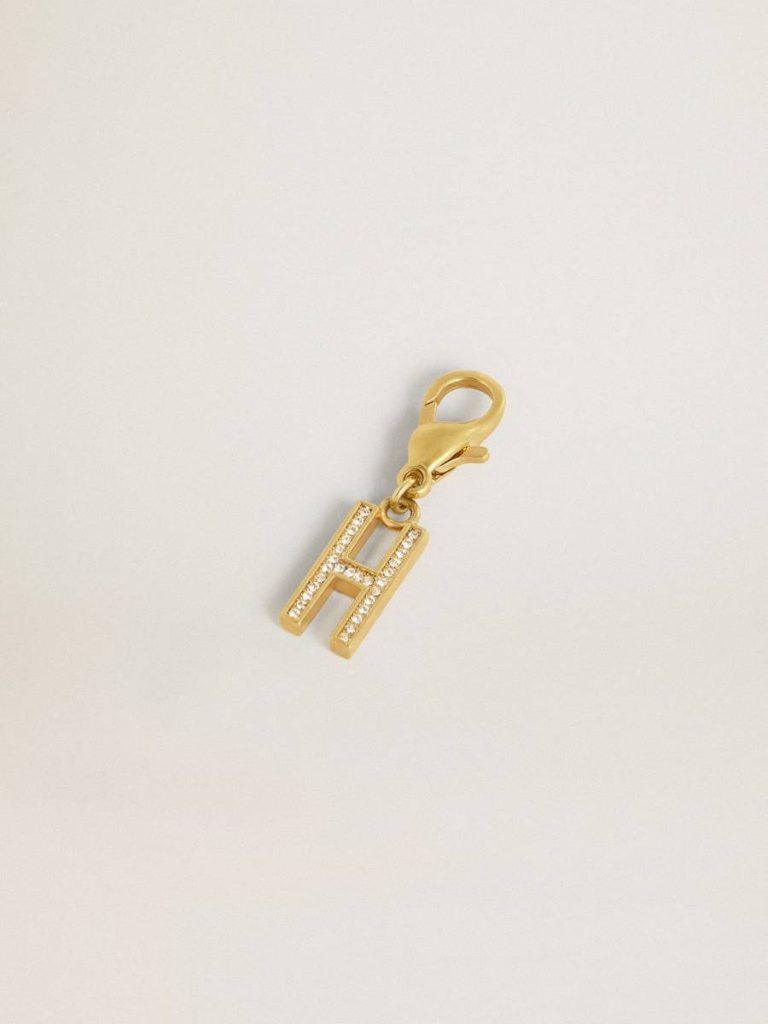 Bag Accessories Women Gold Letter H Charm In Gold-Colored Brass With Crystals Golden Goose - 2