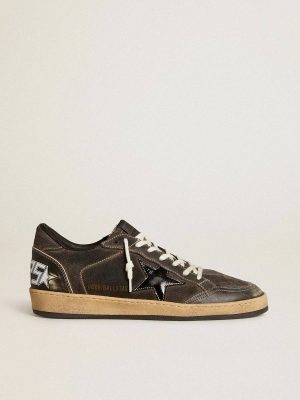 Ball Star Ball Star In Black Denim With Black Leather Star And Inserts Golden Goose Men - 1
