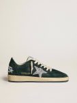 Ball Star Ball Star In Green Suede With Silver Glitter Star Golden Goose Women - 1