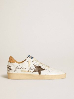 Ball Star Ball Star In Nappa With Metallic Star And Croc-Print Leather Heel Tab Men Golden Goose - 1