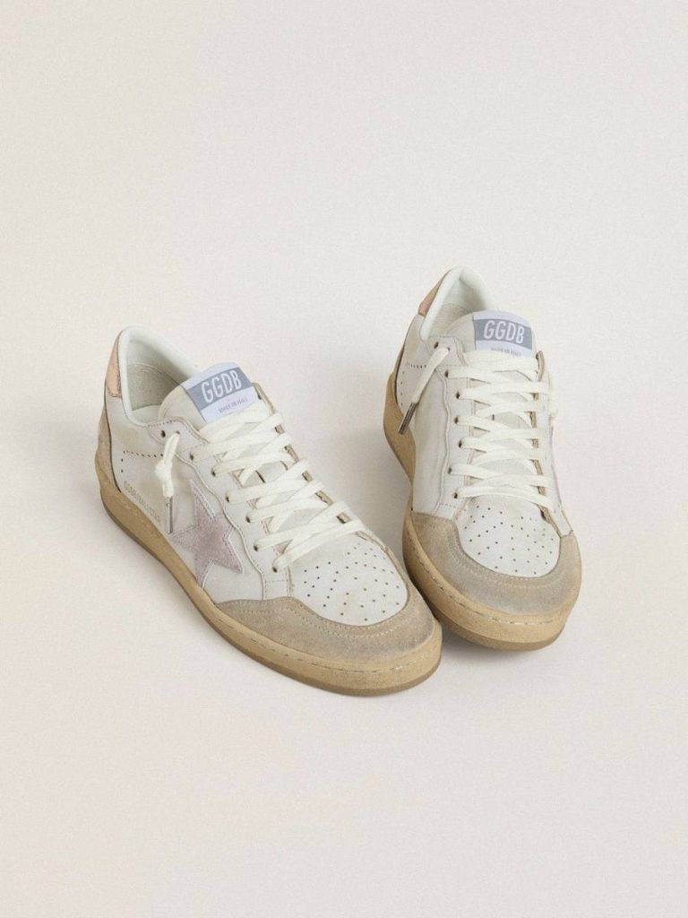Ball Star Ball Star With Pink Suede Star And Silver Glitter Edges And Rose Gold Heel Tab Golden Goose Women - 2