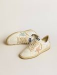 Ball Star Golden Goose Women Ball Star In Nylon And Leather With Pink And Light Blue Star And Beige Heel Tab - 2