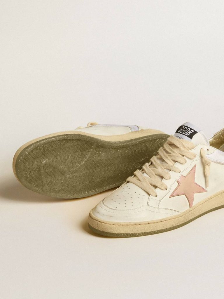 Ball Star Golden Goose Women Ball Star In Nylon And Leather With Pink And Light Blue Star And Beige Heel Tab - 3