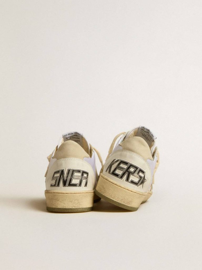 Ball Star Golden Goose Women Ball Star In Nylon And Leather With Pink And Light Blue Star And Beige Heel Tab - 4