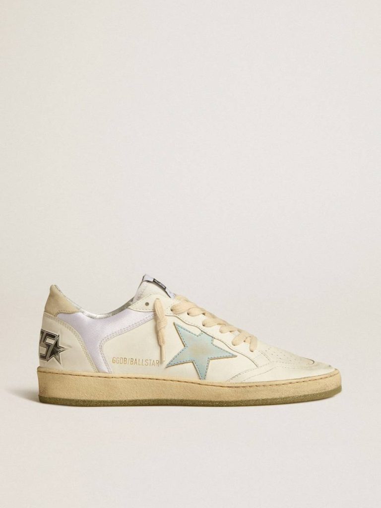 Ball Star Golden Goose Women Ball Star In Nylon And Leather With Pink And Light Blue Star And Beige Heel Tab - 1