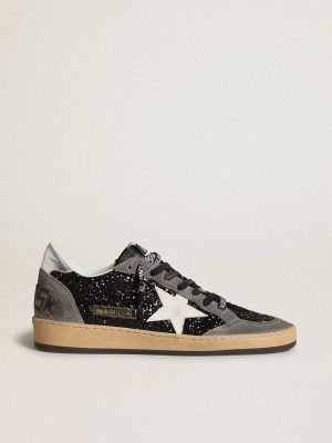 Ball Star Golden Goose Women's Ball Star In Glitter With Leather Star And Metallic Leather Heel Tab Women - 1