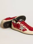 Ball Star In Burgundy Suede With Silver Leather Star And Heel Tab Golden Goose Ball Star Women - 3