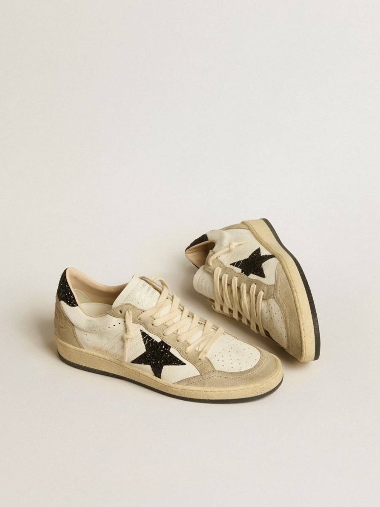 Ball Star In Nappa And Suede With Black Glitter Star And Heel Tab Women Golden Goose Ball Star - 2