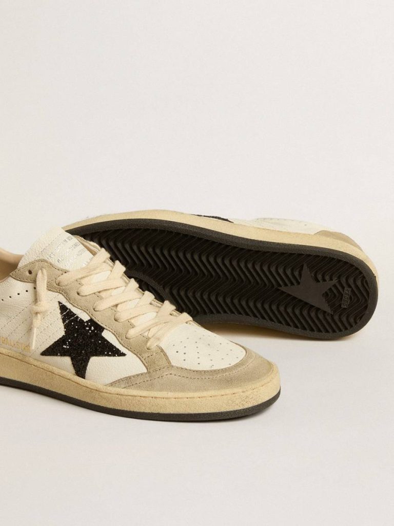 Ball Star In Nappa And Suede With Black Glitter Star And Heel Tab Women Golden Goose Ball Star - 3