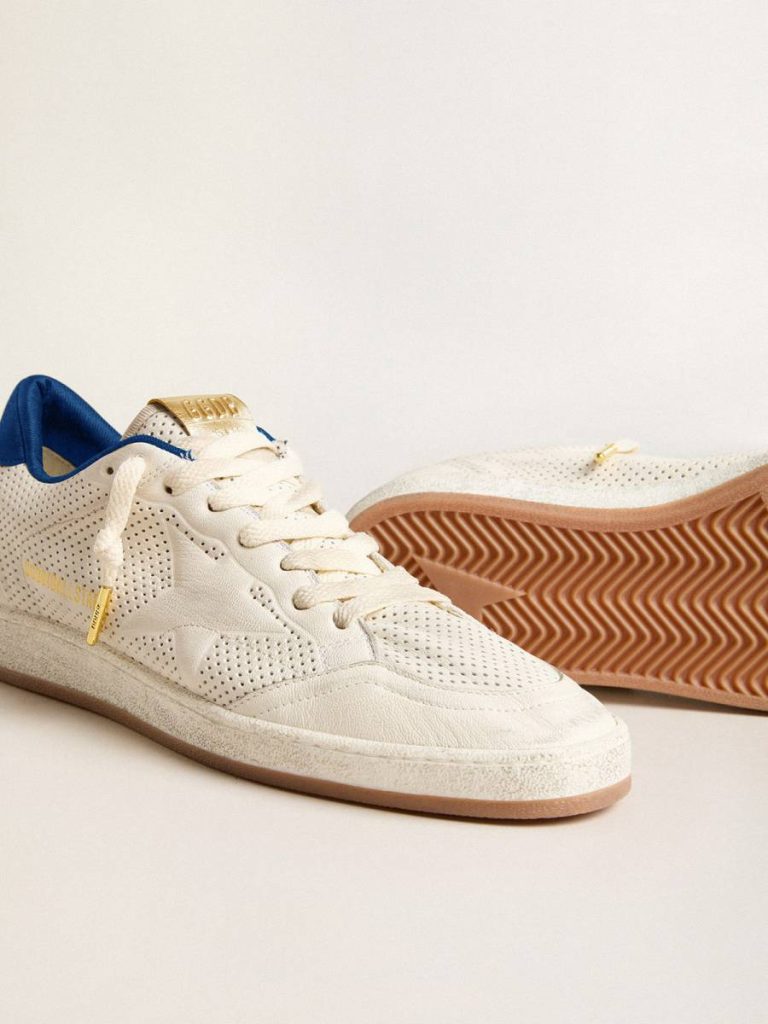 Ball Star In Perforated Nappa With White Star And Blue Nylon Heel Tab Golden Goose Men Ball Star - 3