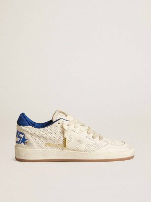 Ball Star In Perforated Nappa With White Star And Blue Nylon Heel Tab Golden Goose Men Ball Star - 1