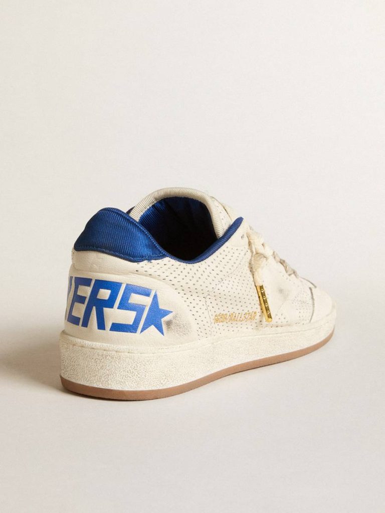 Ball Star In Perforated Nappa With White Star And Blue Nylon Heel Tab Golden Goose Men Ball Star - 4