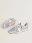 Ball Star In Powder-Blue Suede With Cream-Colored Leather Star Golden Goose Women Ball Star - 2