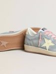 Ball Star In Powder-Blue Suede With Cream-Colored Leather Star Golden Goose Women Ball Star - 3