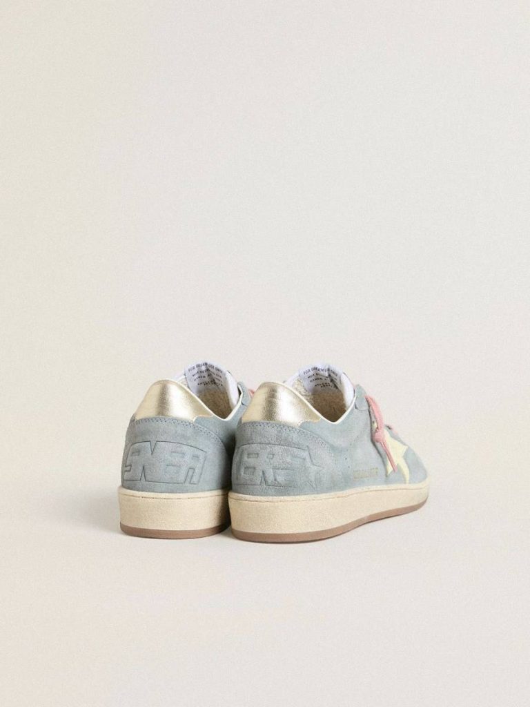 Ball Star In Powder-Blue Suede With Cream-Colored Leather Star Golden Goose Women Ball Star - 4