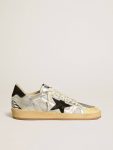 Ball Star Lab In Silver Leather With Black Suede Star And Heel Tab Ball Star Men Golden Goose - 1