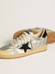 Ball Star Lab In Silver Leather With Black Suede Star And Heel Tab Ball Star Men Golden Goose - 3