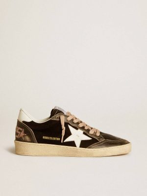 Ball Star Ltd In Black Velvet With White Leather Star And Heel Tab Ball Star Women Golden Goose - 1