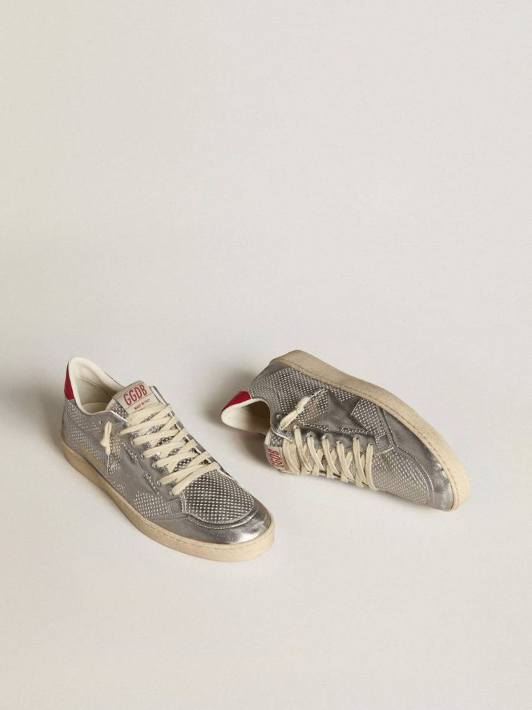 Ball Star Men Golden Goose Bio-Based Ball Star In Metallic Silver With Silver Star And Red Heel Tab - 2