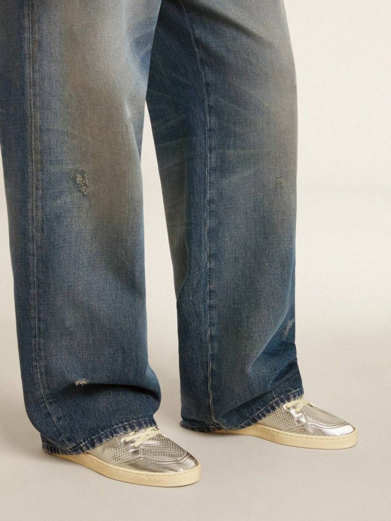 Ball Star Men Golden Goose Bio-Based Ball Star In Metallic Silver With Silver Star And Red Heel Tab - 3