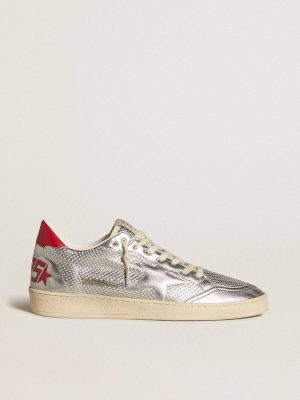 Ball Star Men Golden Goose Bio-Based Ball Star In Metallic Silver With Silver Star And Red Heel Tab - 1