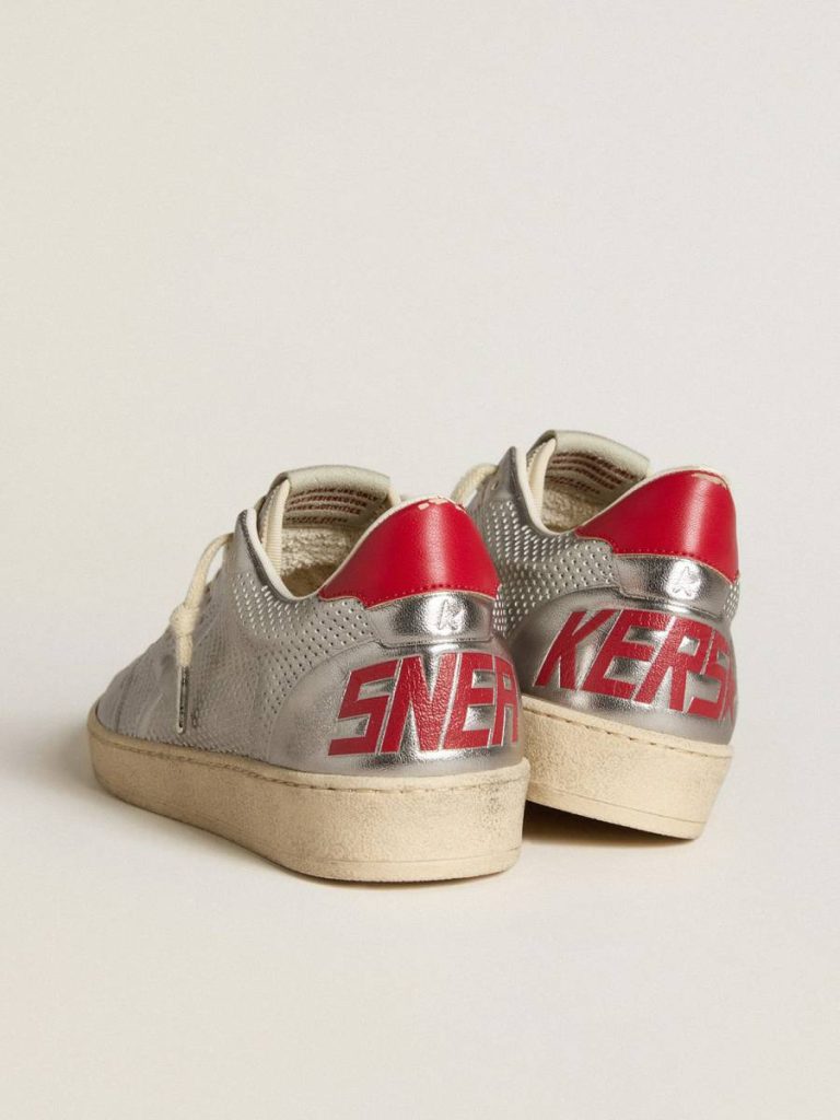 Ball Star Men Golden Goose Bio-Based Ball Star In Metallic Silver With Silver Star And Red Heel Tab - 5