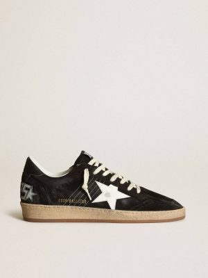 Ball Star Men Men's Ball Star In Black Suede With White Leather Star Golden Goose - 1
