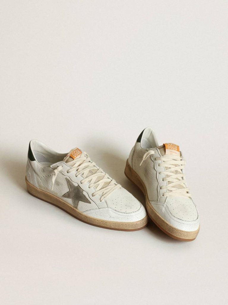 Ball Star Men's Ball Star In White Nappa With Dove Gray Suede Star Men Golden Goose - 2