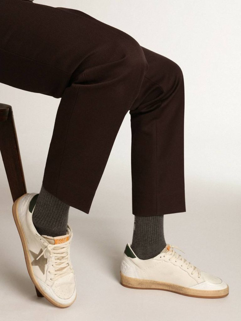 Ball Star Men's Ball Star In White Nappa With Dove Gray Suede Star Men Golden Goose - 3