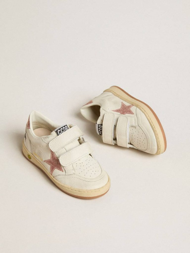 Ball Star Young In Nappa With Peach-Pink Glitter Star And Heel Tab Girls (4-10 Years) Kids Golden Goose - 2
