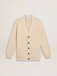 Beige Golden Goose Women Women’s Beige Cardigan With 'Golden' Lettering On The Back Knitwear - 1