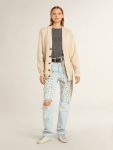 Beige Golden Goose Women Women’s Beige Cardigan With 'Golden' Lettering On The Back Knitwear - 3