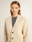 Beige Golden Goose Women Women’s Beige Cardigan With 'Golden' Lettering On The Back Knitwear - 5