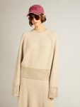 Beige Knitwear Golden Goose Women's Boxy Sweater In Wool With Hotfix Crystal Decoration Women - 3