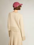 Beige Knitwear Golden Goose Women's Boxy Sweater In Wool With Hotfix Crystal Decoration Women - 5
