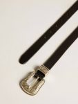 Belts Golden Goose Black Belt In Washed Leather With Silver Color Buckle Women Black - 2