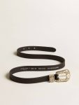 Belts Golden Goose Black Belt In Washed Leather With Silver Color Buckle Women Black - 4