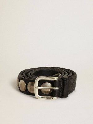 Belts Men Black Trinidad Belt In Washed Leather With Studs Golden Goose - 1