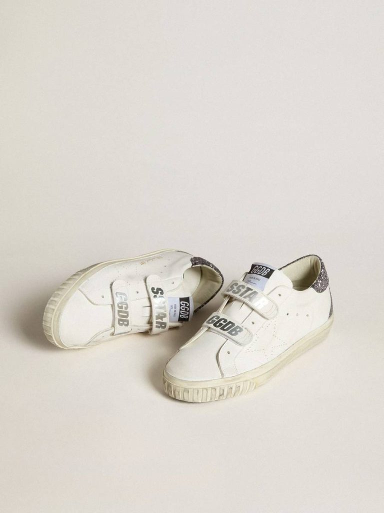 Bio-Based Old School With Perforated Star And Glitter Heel Tab Super-Star White Women Golden Goose - 2